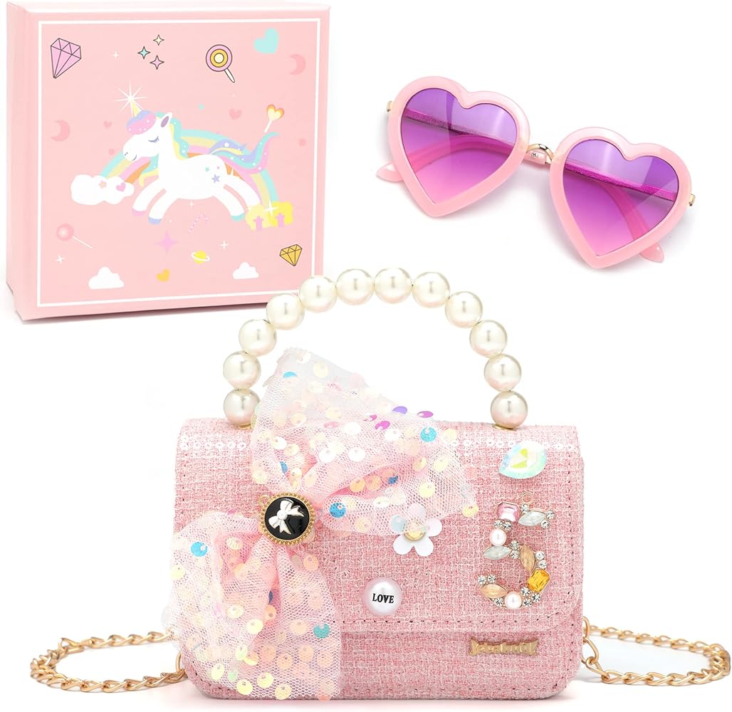 Gifts for Little Girls, Mini Kids Purses Baby Handbag Toddler Purse  Sunglasses Gift Box Set Travel Shoulder Crossbody Bag